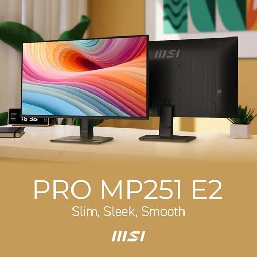 msi PRO MP251 E2 24.5-inch IPS 1920 x 1080 (FHD) Gaming Office Monitor, 120Hz, Adaptive-Synch, HDR Ready, HDMI, VGA & Display Port,VESA Mountable, Tilt, Speaker, 1ms, Black thumbnail 2