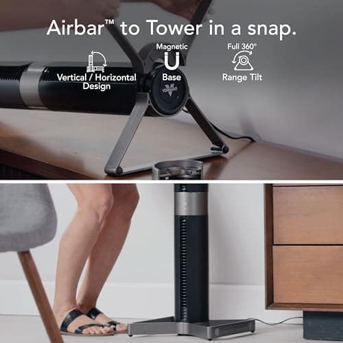 Vornado Airbar 4 Tower Fan and Horizontal Air Circulator with Remote Control, 35-Inch, 3 Speed Settings, Multi-Directional Airflow, Touch Control, Versatile Cooling Power, Magnetic thumbnail 4