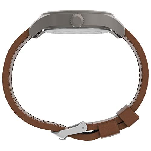 Timex Men's Expedition Scout 40mm Watch – Gray Case Black Dial with Brown Ecco DriTan Leather Strap thumbnail 2