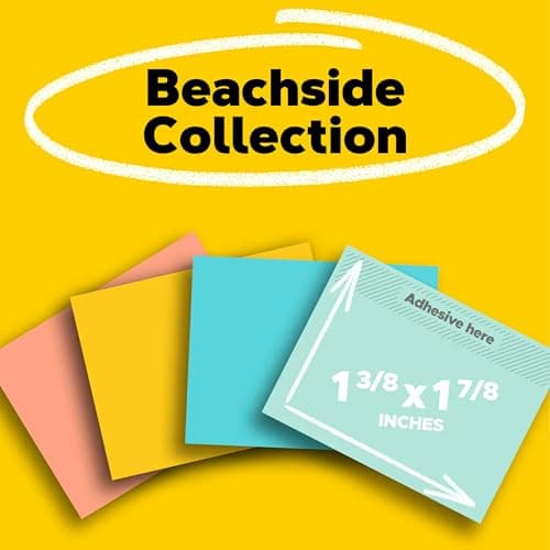 Notas Post-it Adhesivas, 24 Blocs (100 Hojas c/u), 1 3/8 x 1 7/8 pulg, Colección Beachside Café