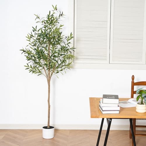 Árbol de Olivo Artificial Sillaff de 6 Pies con Maceta y Frutos Realistas para Interiores