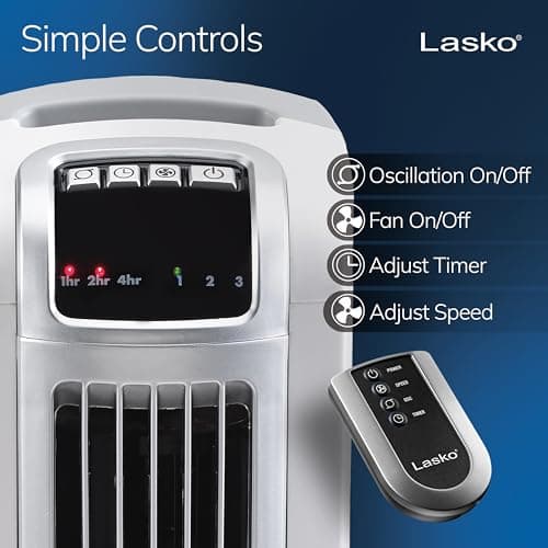 Lasko Oscillating Tower Fan with Remote Control, 3 Quiet Speeds, Timer for Bedroom, Kitchen, Office Use, White, 36" 2510 thumbnail 3