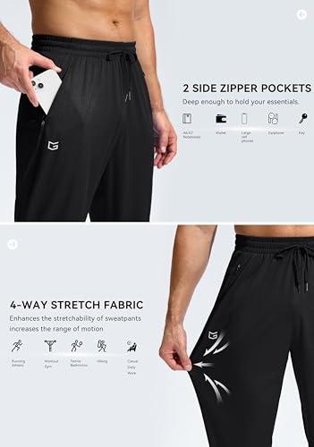 G Gradual Men's Sweatpants with Zipper Pockets Lightweight Mesh Athletic Pants for Men Open Bottom Workout Gym Running Black thumbnail 4