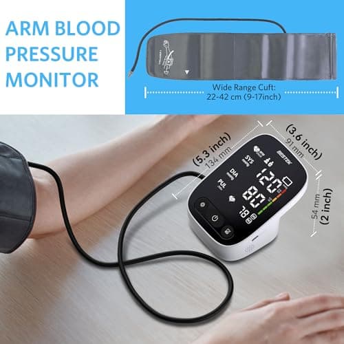 BESTEK Blood Pressure Monitor, Automatic Arm Blood Pressure Monitors for Home Use, Digital Large LED Voiced Broadcast BP Cuff Comfortable and Portable for Home Travel (9"-17" Adjus thumbnail 7