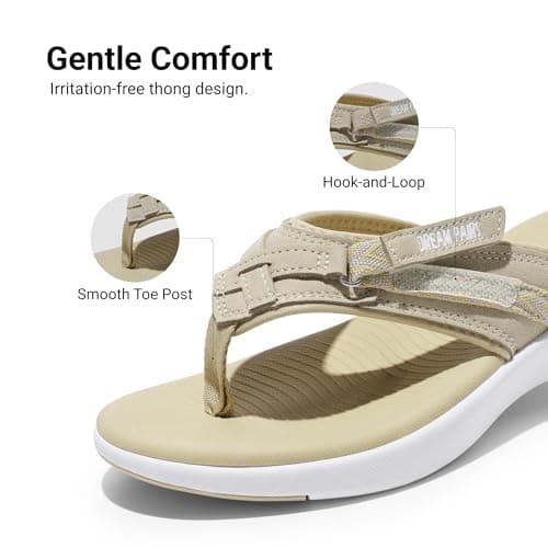Chanclas DREAM PAIRS con Soporte de Arco para Mujer - Talla 7, Beige