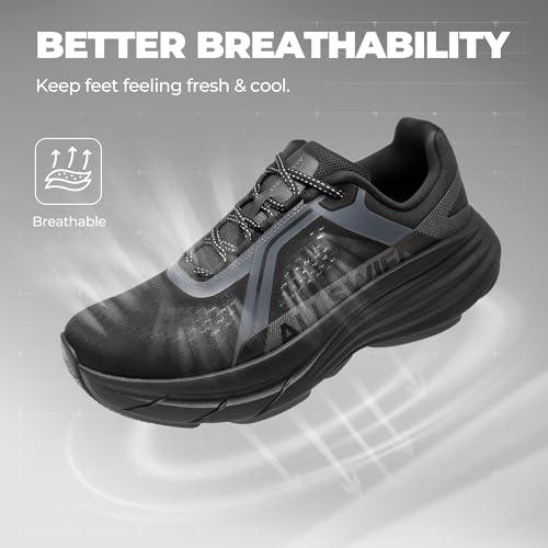ALLSWIFIT Men's Cushion Lightweight Walking Running Shoes Tennis Non-Slip Comfortable Jogging Workout Gym Athletic Breathable ActiveAiry Fashion Sneakers,Size 9,Black,AMUMRS2513
