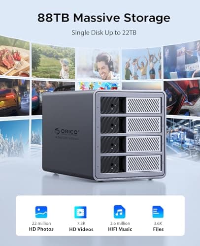 ORICO USB 3.0 Hard Drive Enclosure 4 Bay External Direct Attached Storage Max up to 88TB with Tray Lessing and Safety Lock for 3.5 inch SSDs HDDs ( Alluminum Alloy) -9848U3 thumbnail 3