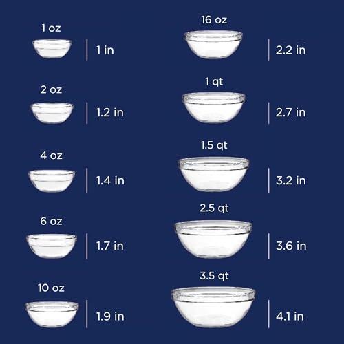Anchor Hocking 10 Piece Mixing Bowl Set, Nesting Serving Bowls & Mixing Bowls (1 oz, 2 oz, 4 oz, 6 oz, 10 oz, 16 oz, 1 Qt, 1.5 Qt, 2.5 Qt, 3.5 Qt) thumbnail 3