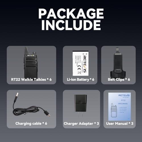 Retevis RT22 Walkie Talkies for Adults, Two Way Radios Long Range Rechargeable, VOX Handsfree, Mini Compact Walkie Talkie with USB Charger, for School Church Restaurant (6 Pack) thumbnail 9