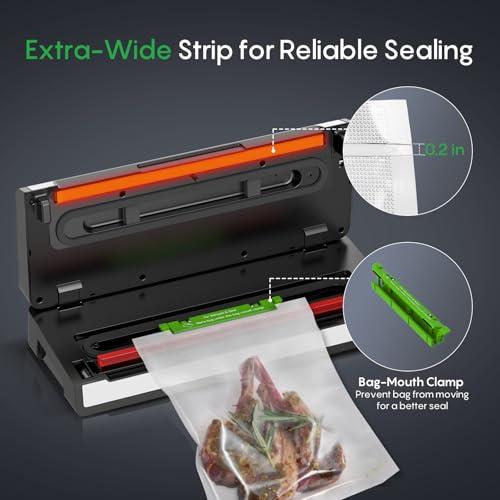 FRESKO Vacuum Sealer Machine with Automatic Bag Detection, 0.2-inch widened heating strip, Compact Food Sealer, Easy to Use, Starter Kit thumbnail 5
