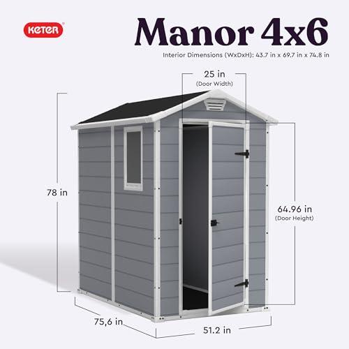 Miniatura de Cobertizo de Resina Keter Manor 4x6 para Almacenamiento Exterior 2