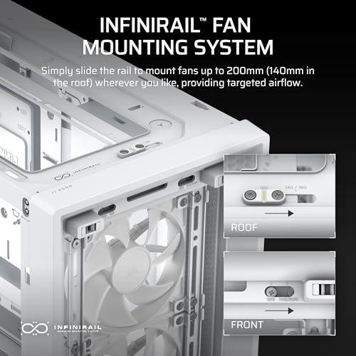 CORSAIR 4000D RS Frame Modular High Airflow Mid-Tower PC Case – 3X CORSAIR RS Fans – InfiniRail™ Fan Mounting System – Fits Multiple 360mm Radiators – Reverse Connector Motherboard thumbnail 6