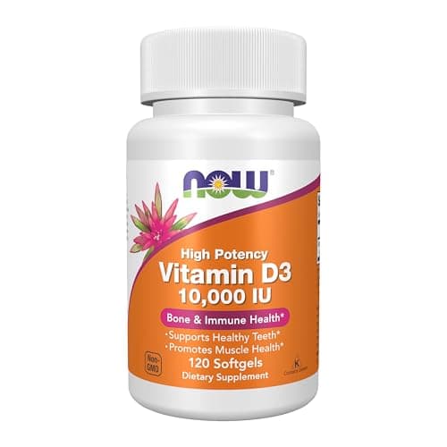 NOW Foods: Vitamina D-3 10,000 UI, 120 Cápsulas de Máxima Potencia