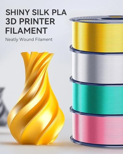 3D Printer Silk Filament, SUNLU Shiny Silk PLA Filament 1.75mm, Smooth Silky Surface, Great Easy to Print for 3D Printers, Dimensional Accuracy +/- 0.02mm, Silk Light Gold x4 4KG thumbnail 4