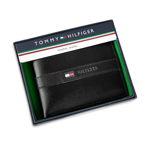 Miniatura de Tommy Hilfiger Men's Leather Wallet – Slim Bifold with 6 Credit Card Pockets and Removable ID Window, Casual Black Ranger, One Size 8