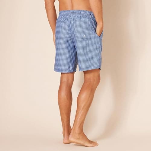 Miniatura de Traje de Baño Amazon Essentials para Hombre, 9", Transpirable, Estampado Geométrico Azul, Talla S 3