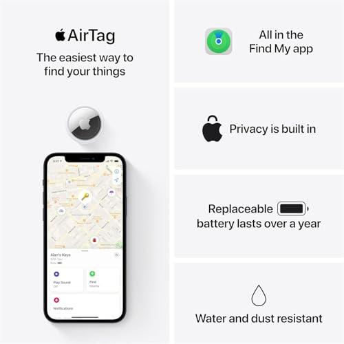 Apple AirTag 4 Pack. Keep Track of and find Your Keys, Wallet, Luggage, Backpack, and More. Simple one-tap Set up with iPhone or iPad thumbnail 6