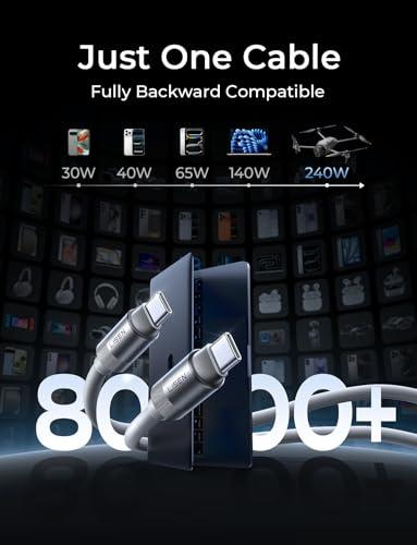 Cable USB C LISEN 240W de 3m para Carga Rápida 'Chubby'