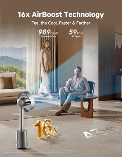 DREAME Bladeless Tower Fan for Bedroom, Smart Standing Fan with 270° Spatial Airflow for Whole-Room Circulation, 59ft/s High Velocity, 10 Speeds 3 Modes, Temperature-Adaptive Airfl thumbnail 3