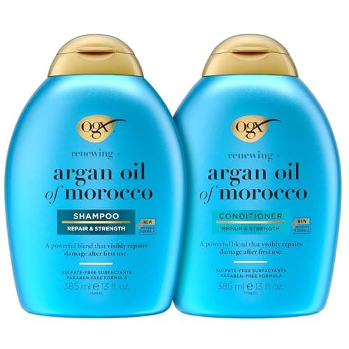 OGX Renewing + Argan Oil of Morocco Shampoo & Conditioner Set, Damage Repairing Shampoo & Conditioner Helps Strengthen & Repair Dry, Damaged Hair, Sulfate-Free Surfactants, 13 fl.  thumbnail 2