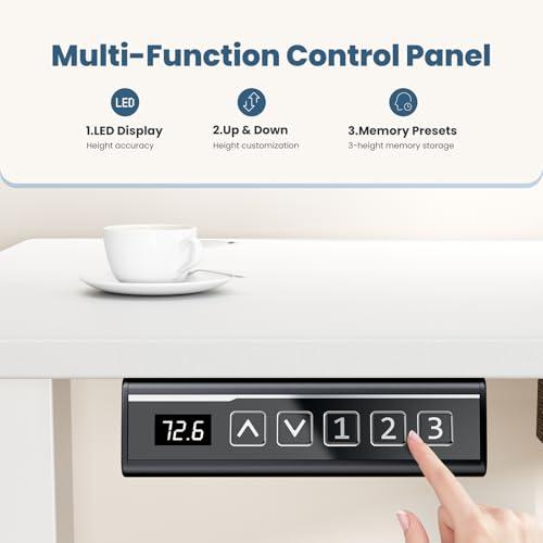Sweetcrispy Electric Standing Desk Adjustable Height, 40x24 Inch Sit Stand Up Home Office Desks Computer Workstation PC Work Table with 3 Memory Preset Splice Wood Board Metal Fram thumbnail 7