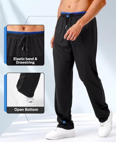 OZYJD Mens Sweatpants with Zipper Pockets 5 Pack Mens Joggers for Men Open Bottom Mesh Athletic Pants for Workout,Running