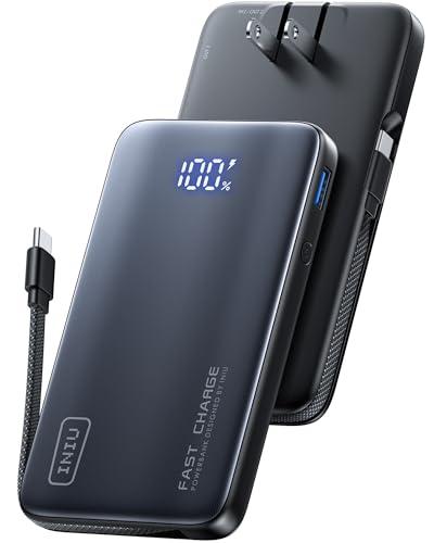Cargador Portátil INIU 3 en 1: 45W, 10000mAh con Cable USB-C y Enchufe Plegable