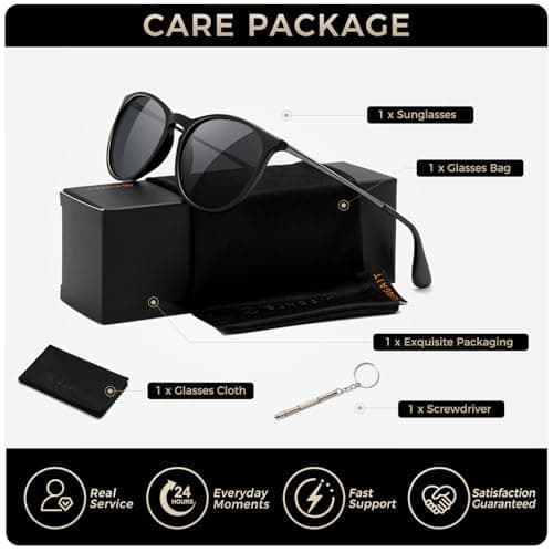 SUNGAIT Premium Vintage Round Sunglasses for Women Men Classic Retro Style