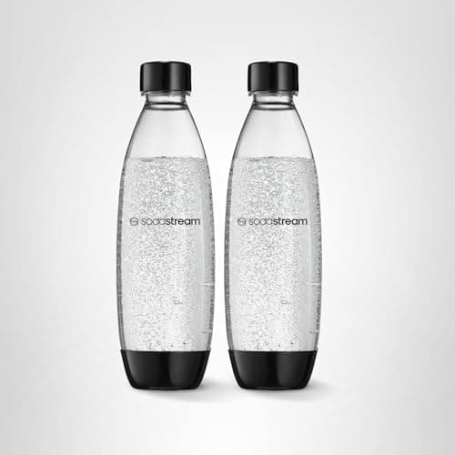 sodastream 1L Twin Pack Carbonated Water Bottle, Dishwasher Safe Slim, 2 Black Reusable Plastic Bottles for Sparkling Water, Soda Stream Compatible with TERRA, ART, ENSO, E-Terra & thumbnail 6