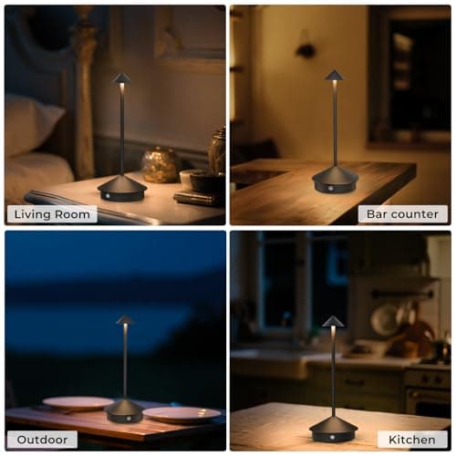 Miniatura de Paquete de 2 Lámparas de Mesa Inalámbricas Recargables 6000mAh, Portátiles con 3 Tonos Regulables para Hogar, Exteriores y Negocios 7