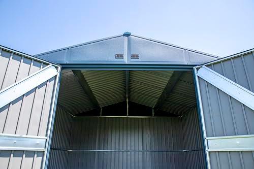 Arrow Shed Elite 10' x 14' Tall Outdoor Steel Storage Shed with High Gable and Lockable Doors Storage Building, Blue Grey thumbnail 8