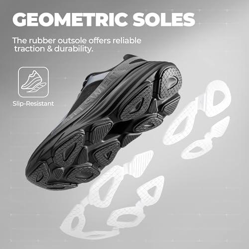 ALLSWIFIT Men's Cushion Lightweight Walking Running Shoes Tennis Non-Slip Comfortable Jogging Workout Gym Athletic Breathable ActiveAiry Fashion Sneakers,Size 9,Black,AMUMRS2513