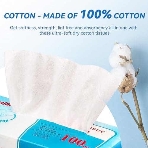 Elevon Multi-Purpose 100% Unscented Cotton Tissue Soft Dry Facial Cotton Wipes for Sensitive Skin, , White (Pack of 18) thumbnail 2