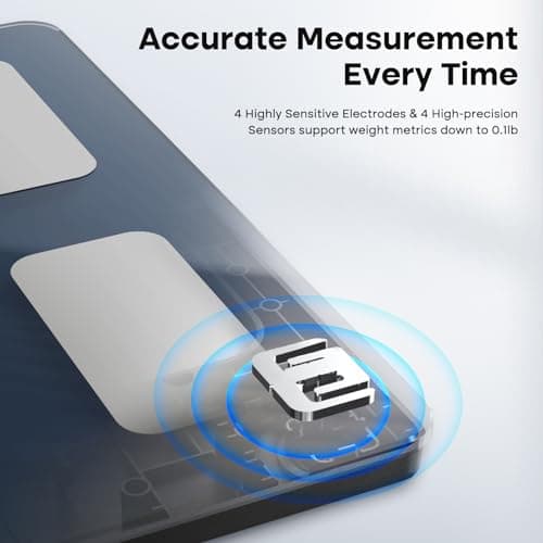 Miniatura de Báscula Inteligente GE para Composición Corporal, Peso e IMC | Medición de Grasa y Masa Muscular, Digital para Baño, Capacidad 500 lb, Sync Bluetooth 6