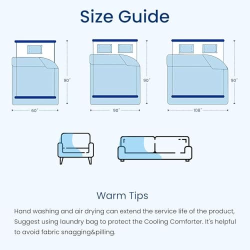 Topcee Cooling Comforter Queen Size - 90"x90" Cooling Blanket for Hot Sleepers Menopause Q-max 0.45 Double-Sided Cooling Design Everlasting Cold Touch Summer Ice Blanket for Night 