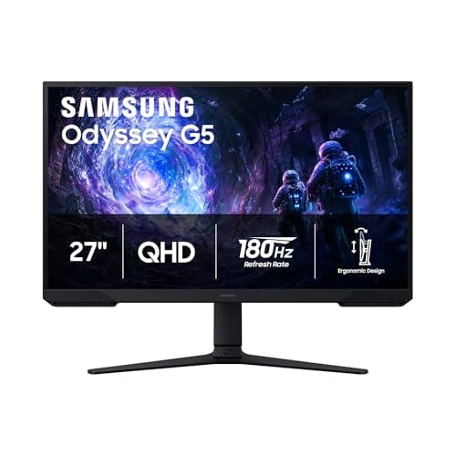 Samsung 27" Odyssey G5 (G51F) Gaming Monitor - QHD (1440P), 180Hz, 1ms, AMD FreeSync, HDR10, Height Adjustable Stand, Black Equalizer, Virtual Aim Point, Auto Source Switch+, LS27F