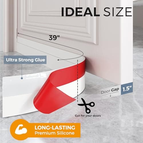 GroTheory 2 Pack Door Draft Stopper, Under Door Sweep for Exterior & Interior Doors, Weather Stripping Door Seal, Garage Window Blocker Noise Cold Air Insulation, Draft Guard White