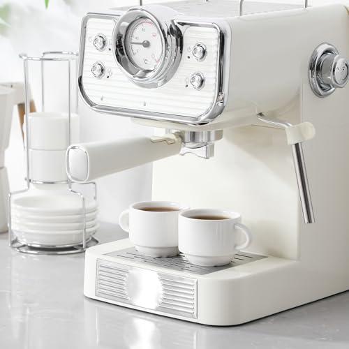 Miniatura de MALACASA Set de 4 Tazas de Espresso 2.5 oz Blancas con Platillos y Soporte Metálico, Apilables 9