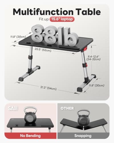 Laptop Desk Table, SAIJI Adjustable Laptop Stand, Portable Lap Desks thumbnail 6