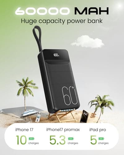 Portable Charger 60000mAh Power Bank 22.5W Fast Charging USB C Battery Pack thumbnail 2