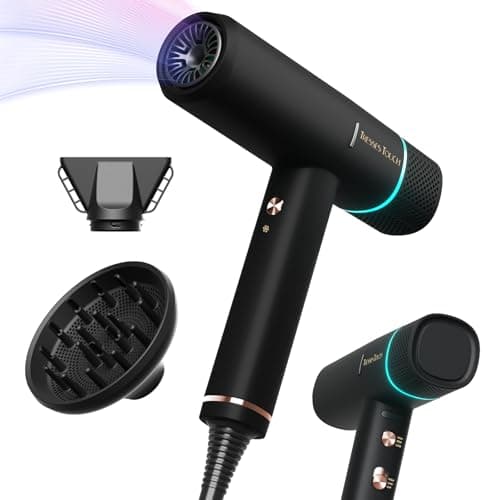 Hair Dryer with Diffuser Blow Dryer, 150000 RPM Professional High-Speed Ionic BlowDryer, Powerful 1600 Watt Motor for Fast Drying and Straight & Wavy Hair, Low Noise, Lightweight f