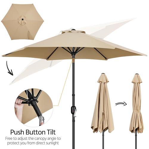 Yaheetech 9FT Patio Umbrella Outdoor with Heavy Duty Base Included,Table Umbrella with Push Button Tilt and Crank, UV Protection Waterproof for Yard/Outdoor/Wedding Parties and Eve thumbnail 8