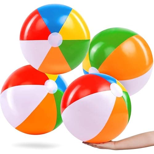 JOYIN 4-Pack 20" Beach Balls - Large Rainbow Beach Ball Inflatable Pool Toys for Party Supplies Decorations, Adults Kids Birthday Luau Summer Beach Water Games Beachball Party Favo thumbnail 8