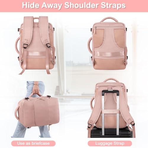 Sinaliy Travel Backpack for Women, Flight Approved Carry On Backpack with USB Charging Hole, Lightweight Travel Bag, Waterproof Causal Bookbag for College, Travel, Work