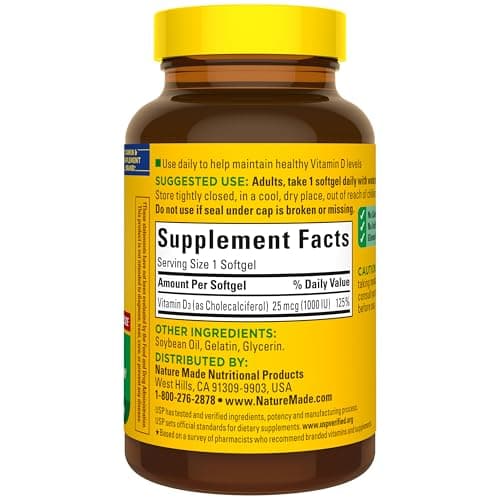 Miniatura de Nature Made Vitamina D3 1000 UI (25 mcg), 180 cápsulas blandas 7
