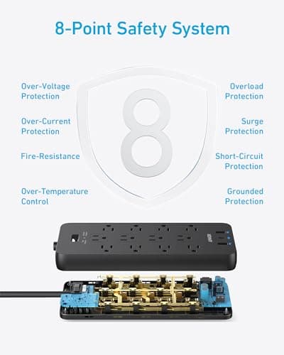 Anker Power Strip with 2100J Surge Protector, Outlet Extender, 20W, 12 AC thumbnail 6