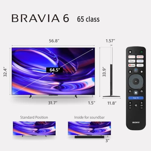 Miniatura de Smart TV Sony BRAVIA 6 OLED 4K HDR de 65 pulgadas con Gemini (K-65A60) 5
