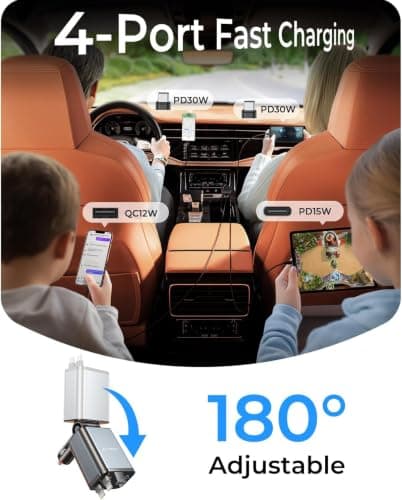 Retractable Car Charger for iPhone 17, 69W 4 in 1 USB C Car Charger Fast Charging with Type C Cable Cigarette Lighter Adapter for iPhone 17 16 Pro Max Samsung S25 iPad, Car Accesso thumbnail 5
