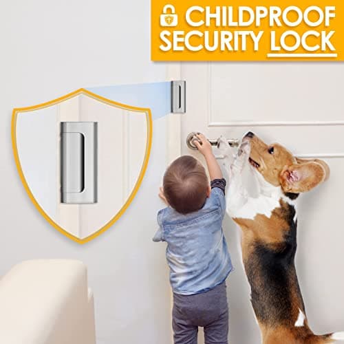 Home Security Door Lock, 2 Pack Childproof Door Reinforcement Lock with 3 Inch Stop Withstand 800 lbs for Top Front Inward Swinging Door, Upgrade Flip High Night Lock to Defend You thumbnail 7