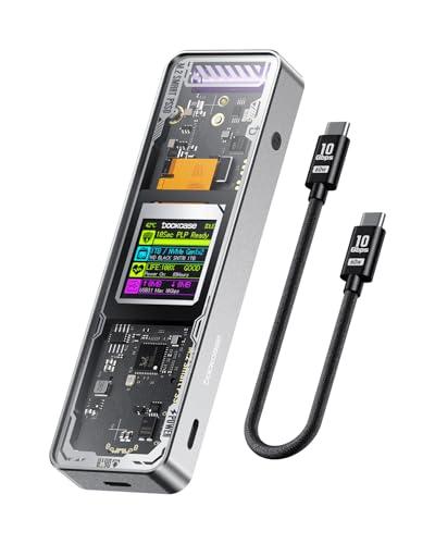 DOCKCASE Explorer Edition M.2 NVMe SSD Enclosure,Support 10s PLP Prevents Write Data Loss,USB 3.2 Gen 2 Type-C (10 Gbps), fits NVMe PCIe,Size 2230/2242/2260/2280,Support M-Key B+M 